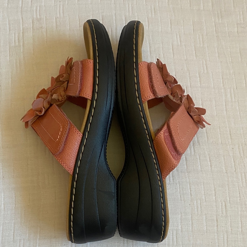 CLARKS  Pink Floral Double-Strap Slide Sandals - Picture 4 of 8